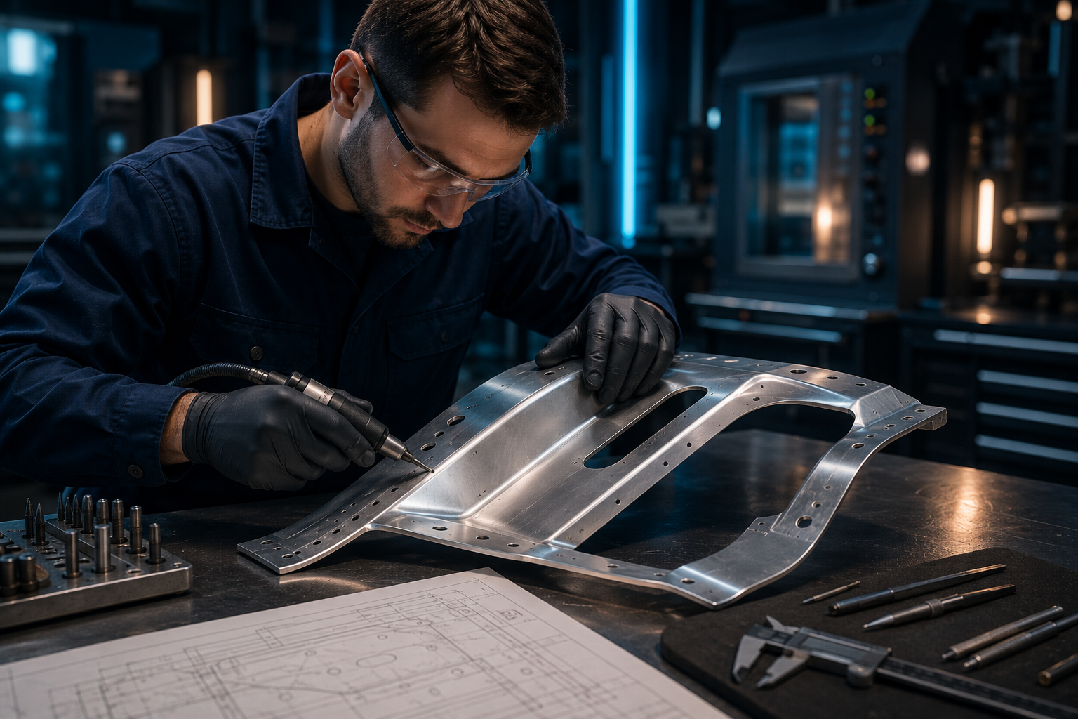 Precision deburring of an aerospace aluminum component