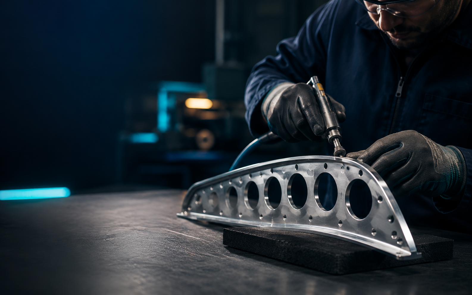 Controlled deburring of an aerospace aluminum component