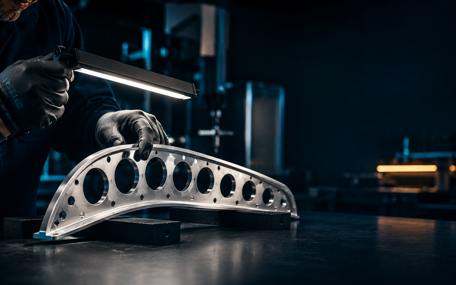 Surface finishing and inspection of an aerospace component